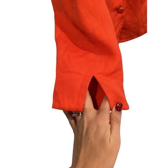 Talbots Womens Linen Blazer Size 12WP Classic Preppy Work Career Business Orange - Picture 7 of 8
